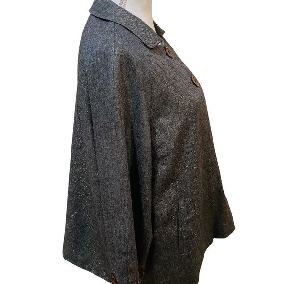 Coldwater creek metallic linen blend blazer jacket embellished cuffs size XL - Picture 4 of 12
